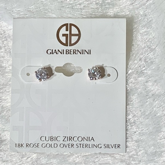 Giani Bernini NWT cubic zirconia 18k rose gold stud earrings - Picture 3 of 14